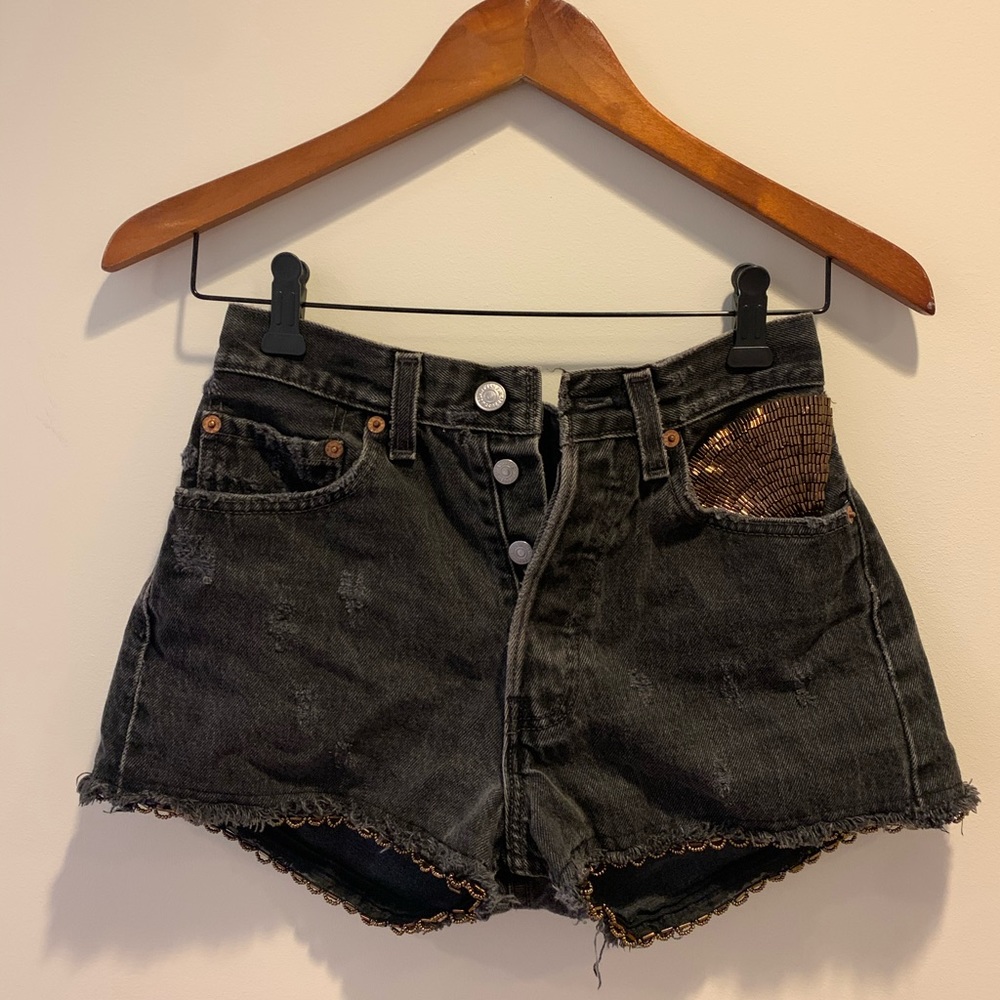 VINTAGE LEVI HIGH WAISTED SHORTS GOLD EMBELLISHED